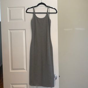Grey Ribbed Midi Dress